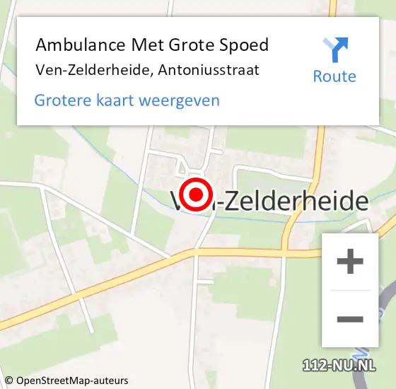 Locatie op kaart van de 112 melding: Ambulance Met Grote Spoed Naar Ven-Zelderheide, Antoniusstraat op 14 september 2014 01:43