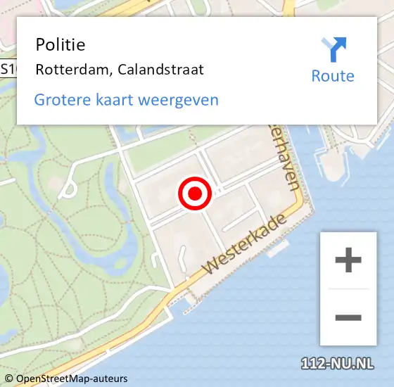 Locatie op kaart van de 112 melding: Politie Rotterdam, Calandstraat op 4 november 2023 22:04