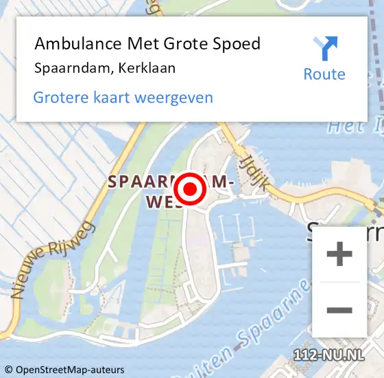 Locatie op kaart van de 112 melding: Ambulance Met Grote Spoed Naar Spaarndam, Kerklaan op 4 november 2023 22:28