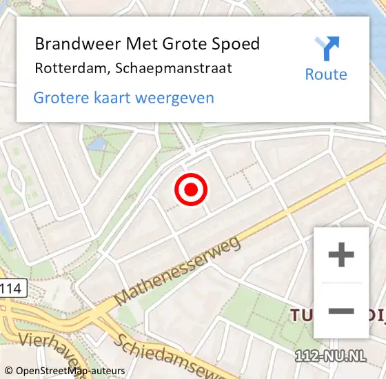 Locatie op kaart van de 112 melding: Brandweer Met Grote Spoed Naar Rotterdam, Schaepmanstraat op 4 november 2023 22:44