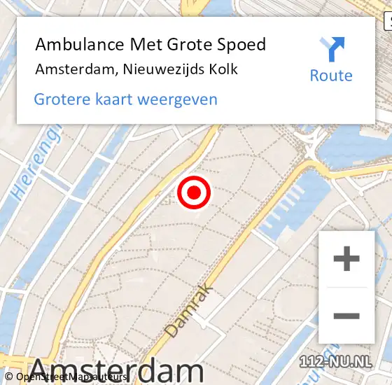 Locatie op kaart van de 112 melding: Ambulance Met Grote Spoed Naar Amsterdam, Nieuwezijds Kolk op 4 november 2023 23:10