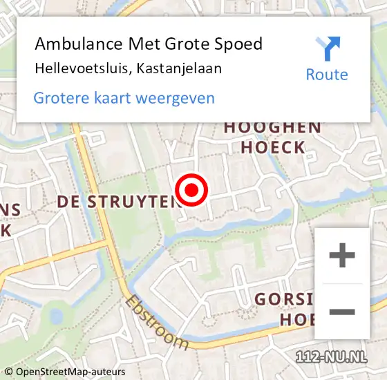 Locatie op kaart van de 112 melding: Ambulance Met Grote Spoed Naar Hellevoetsluis, Kastanjelaan op 4 november 2023 23:12