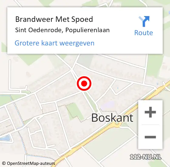 Locatie op kaart van de 112 melding: Brandweer Met Spoed Naar Sint Oedenrode, Populierenlaan op 4 november 2023 23:13