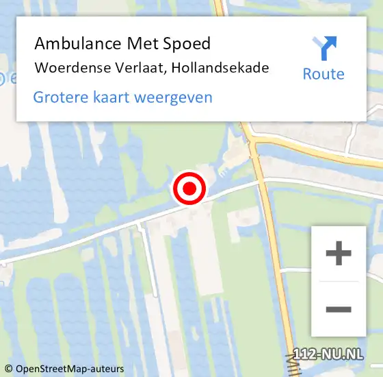 Locatie op kaart van de 112 melding: Ambulance Met Spoed Naar Woerdense Verlaat, Hollandsekade op 4 november 2023 23:50