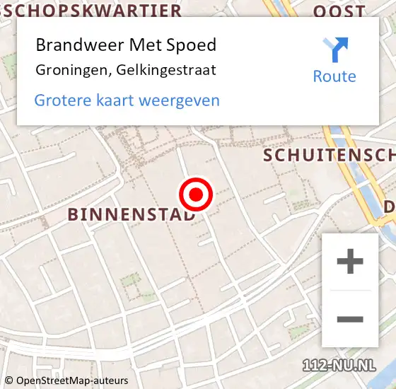 Locatie op kaart van de 112 melding: Brandweer Met Spoed Naar Groningen, Gelkingestraat op 4 november 2023 23:51