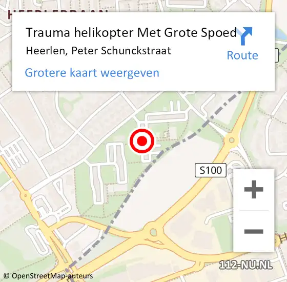 Locatie op kaart van de 112 melding: Trauma helikopter Met Grote Spoed Naar Heerlen, Peter Schunckstraat op 5 november 2023 00:01