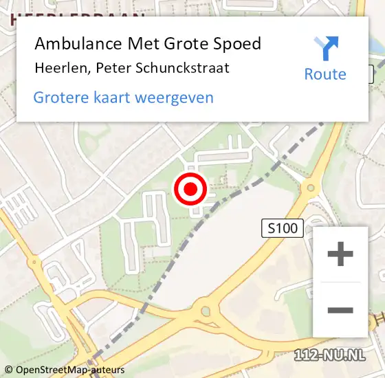Locatie op kaart van de 112 melding: Ambulance Met Grote Spoed Naar Heerlen, Peter Schunckstraat op 5 november 2023 00:03