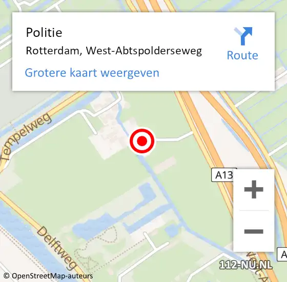 Locatie op kaart van de 112 melding: Politie Rotterdam, West-Abtspolderseweg op 5 november 2023 00:08