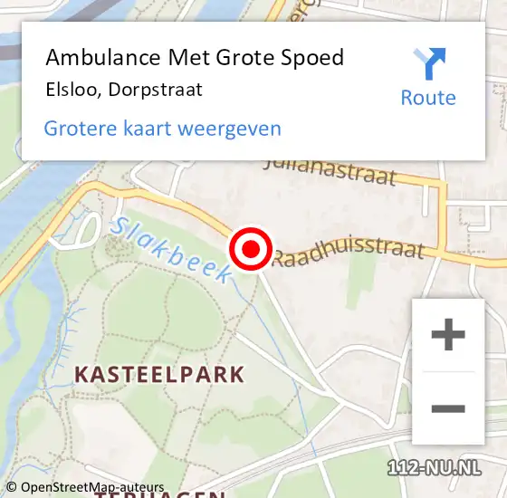 Locatie op kaart van de 112 melding: Ambulance Met Grote Spoed Naar Elsloo, Dorpstraat op 14 september 2014 02:00