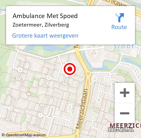 Locatie op kaart van de 112 melding: Ambulance Met Spoed Naar Zoetermeer, Zilverberg op 5 november 2023 00:18