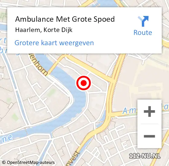 Locatie op kaart van de 112 melding: Ambulance Met Grote Spoed Naar Haarlem, Korte Dijk op 5 november 2023 00:25