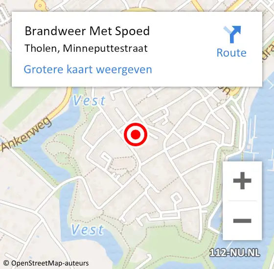 Locatie op kaart van de 112 melding: Brandweer Met Spoed Naar Tholen, Minneputtestraat op 5 november 2023 00:33