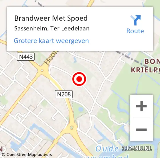 Locatie op kaart van de 112 melding: Brandweer Met Spoed Naar Sassenheim, Ter Leedelaan op 5 november 2023 00:39