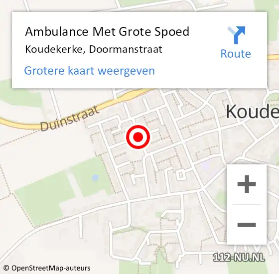 Locatie op kaart van de 112 melding: Ambulance Met Grote Spoed Naar Koudekerke, Doormanstraat op 14 september 2014 02:03