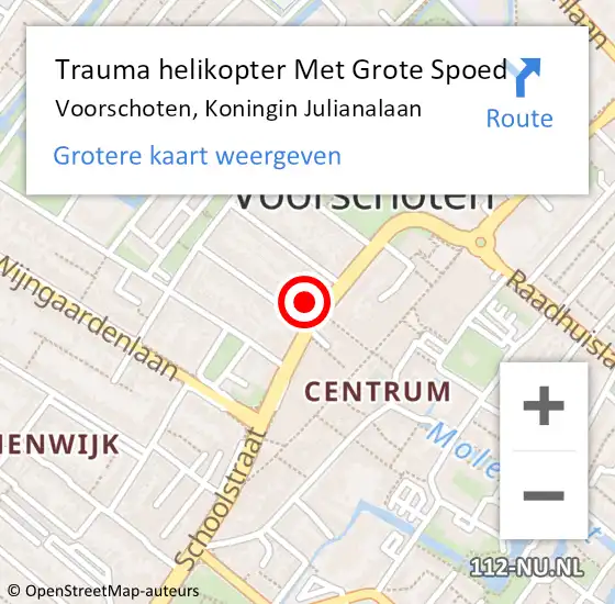 Locatie op kaart van de 112 melding: Trauma helikopter Met Grote Spoed Naar Voorschoten, Koningin Julianalaan op 5 november 2023 01:18