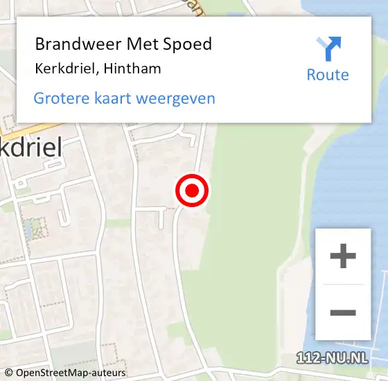 Locatie op kaart van de 112 melding: Brandweer Met Spoed Naar Kerkdriel, Hintham op 5 november 2023 01:18