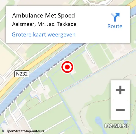 Locatie op kaart van de 112 melding: Ambulance Met Spoed Naar Aalsmeer, Mr. Jac. Takkade op 5 november 2023 01:44
