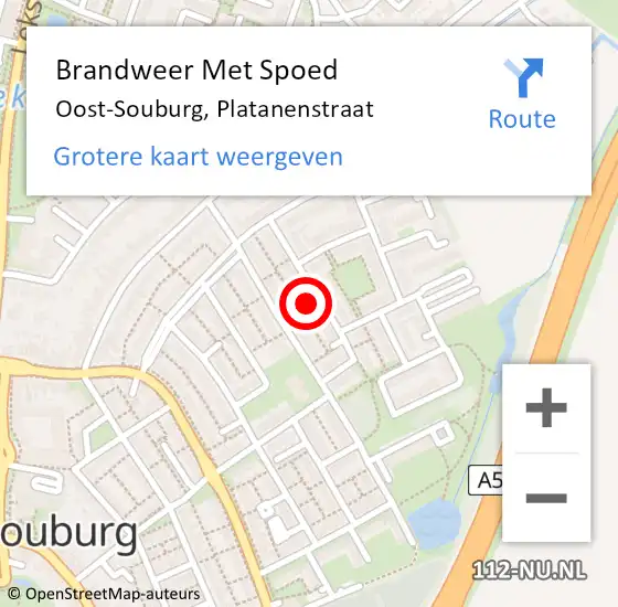 Locatie op kaart van de 112 melding: Brandweer Met Spoed Naar Oost-Souburg, Platanenstraat op 5 november 2023 02:03