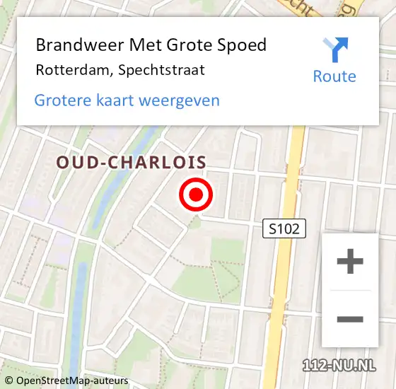 Locatie op kaart van de 112 melding: Brandweer Met Grote Spoed Naar Rotterdam, Spechtstraat op 5 november 2023 02:44