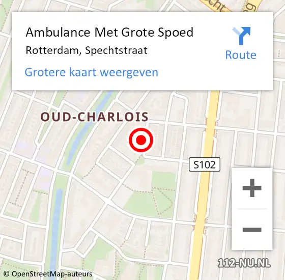 Locatie op kaart van de 112 melding: Ambulance Met Grote Spoed Naar Rotterdam, Spechtstraat op 5 november 2023 02:47