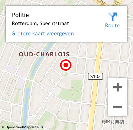 Locatie op kaart van de 112 melding: Politie Rotterdam, Spechtstraat op 5 november 2023 02:51