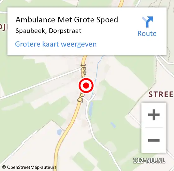 Locatie op kaart van de 112 melding: Ambulance Met Grote Spoed Naar Spaubeek, Dorpstraat op 14 september 2014 02:17