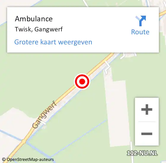 Locatie op kaart van de 112 melding: Ambulance Twisk, Gangwerf op 5 november 2023 03:03