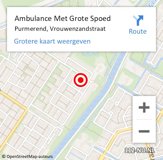 Locatie op kaart van de 112 melding: Ambulance Met Grote Spoed Naar Purmerend, Vrouwenzandstraat op 5 november 2023 03:32