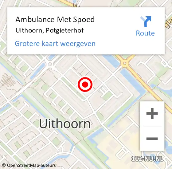 Locatie op kaart van de 112 melding: Ambulance Met Spoed Naar Uithoorn, Potgieterhof op 5 november 2023 03:39