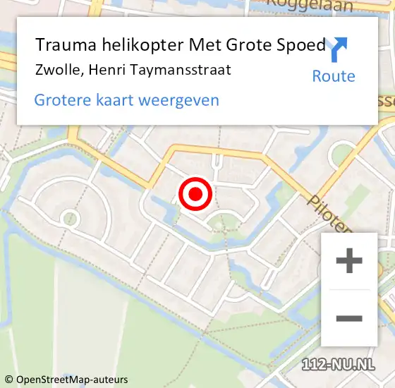 Locatie op kaart van de 112 melding: Trauma helikopter Met Grote Spoed Naar Zwolle, Henri Taymansstraat op 5 november 2023 04:14