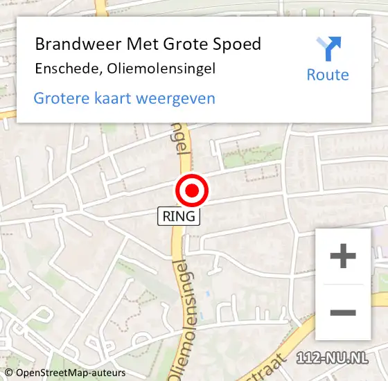 Locatie op kaart van de 112 melding: Brandweer Met Grote Spoed Naar Enschede, Oliemolensingel op 5 november 2023 05:40