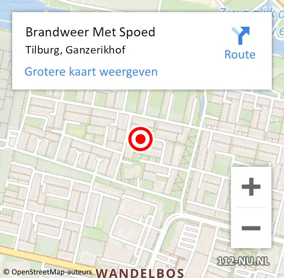 Locatie op kaart van de 112 melding: Brandweer Met Spoed Naar Tilburg, Ganzerikhof op 5 november 2023 06:02