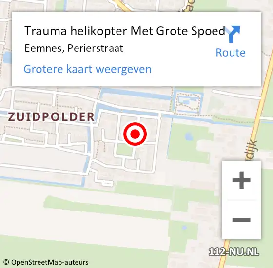 Locatie op kaart van de 112 melding: Trauma helikopter Met Grote Spoed Naar Eemnes, Perierstraat op 5 november 2023 07:20