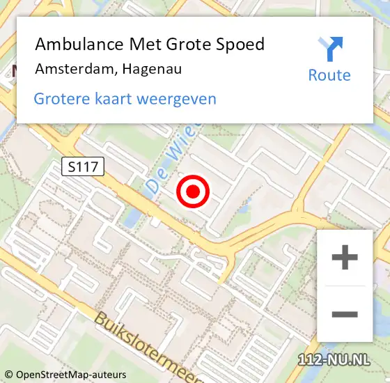 Locatie op kaart van de 112 melding: Ambulance Met Grote Spoed Naar Amsterdam, Hagenau op 5 november 2023 07:54