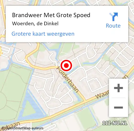 Locatie op kaart van de 112 melding: Brandweer Met Grote Spoed Naar Woerden, de Dinkel op 5 november 2023 08:12