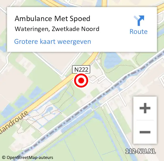 Locatie op kaart van de 112 melding: Ambulance Met Spoed Naar Wateringen, Zwetkade Noord op 5 november 2023 08:38