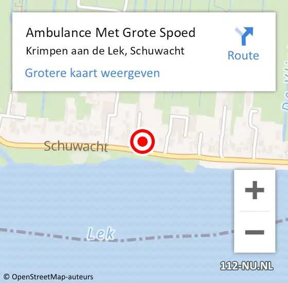 Locatie op kaart van de 112 melding: Ambulance Met Grote Spoed Naar Krimpen aan de Lek, Schuwacht op 5 november 2023 08:46
