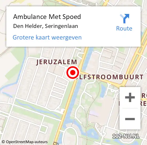 Locatie op kaart van de 112 melding: Ambulance Met Spoed Naar Den Helder, Seringenlaan op 5 november 2023 08:57