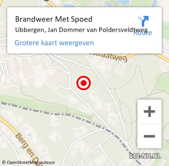 Locatie op kaart van de 112 melding: Brandweer Met Spoed Naar Ubbergen, Jan Dommer van Poldersveldtweg op 5 november 2023 09:08