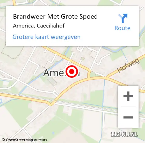 Locatie op kaart van de 112 melding: Brandweer Met Grote Spoed Naar America, Caeciliahof op 5 november 2023 09:16