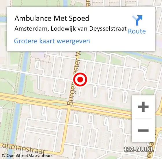 Locatie op kaart van de 112 melding: Ambulance Met Spoed Naar Amsterdam, Lodewijk van Deysselstraat op 5 november 2023 09:22
