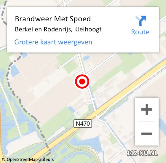 Locatie op kaart van de 112 melding: Brandweer Met Spoed Naar Berkel en Rodenrijs, Kleihoogt op 5 november 2023 09:46