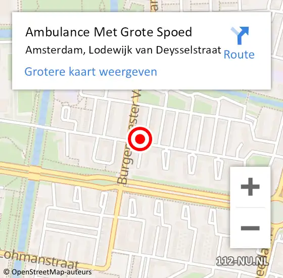 Locatie op kaart van de 112 melding: Ambulance Met Grote Spoed Naar Amsterdam, Lodewijk van Deysselstraat op 5 november 2023 10:00