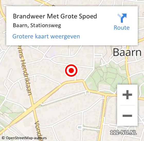 Locatie op kaart van de 112 melding: Brandweer Met Grote Spoed Naar Baarn, Stationsweg op 5 november 2023 10:08