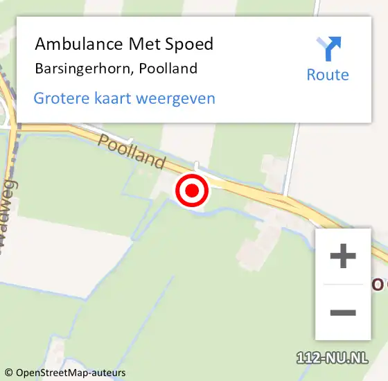 Locatie op kaart van de 112 melding: Ambulance Met Spoed Naar Barsingerhorn, Poolland op 14 september 2014 03:07