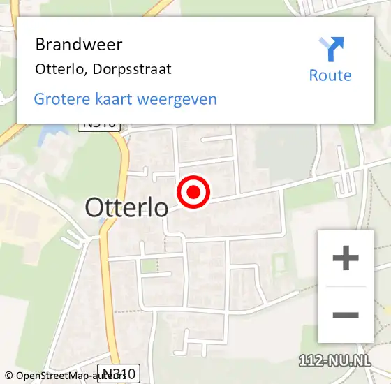 Locatie op kaart van de 112 melding: Brandweer Otterlo, Dorpsstraat op 5 november 2023 10:46