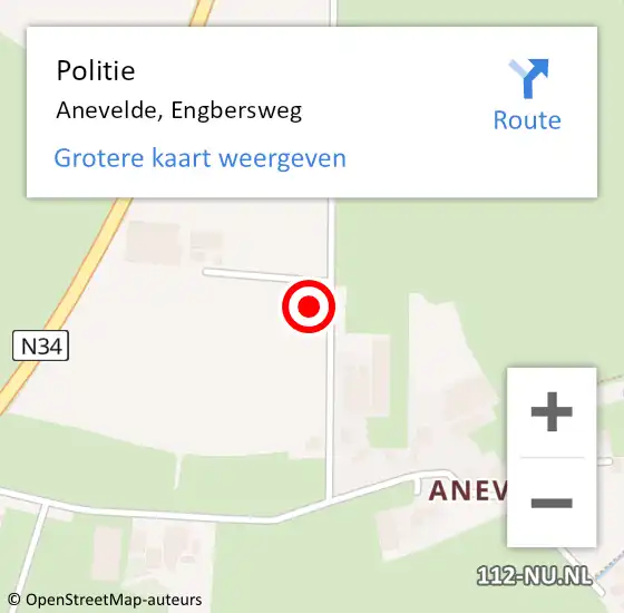 Locatie op kaart van de 112 melding: Politie Anevelde, Engbersweg op 5 november 2023 11:03