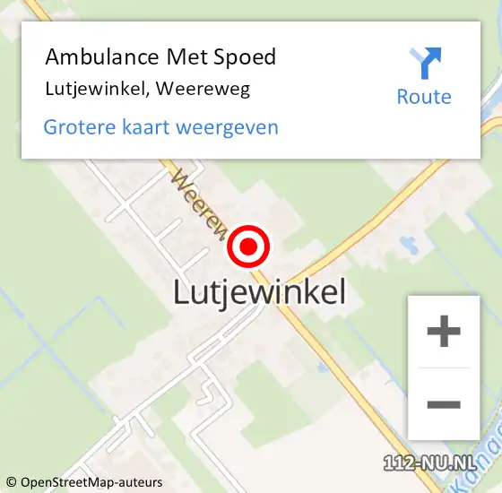 Locatie op kaart van de 112 melding: Ambulance Met Spoed Naar Lutjewinkel, Weereweg op 14 september 2014 03:16