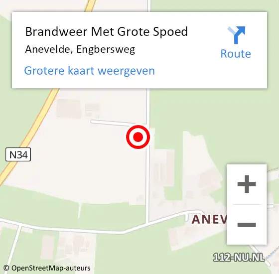 Locatie op kaart van de 112 melding: Brandweer Met Grote Spoed Naar Anevelde, Engbersweg op 5 november 2023 11:03