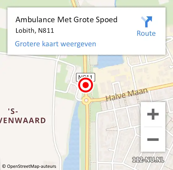 Locatie op kaart van de 112 melding: Ambulance Met Grote Spoed Naar Lobith, N811 op 14 september 2014 03:19